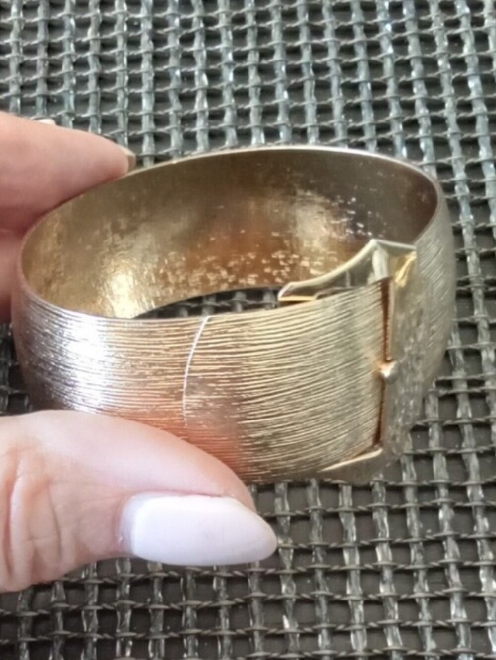 Sarah Coventry Gold-tone Textured Buckle Bracelet S/M